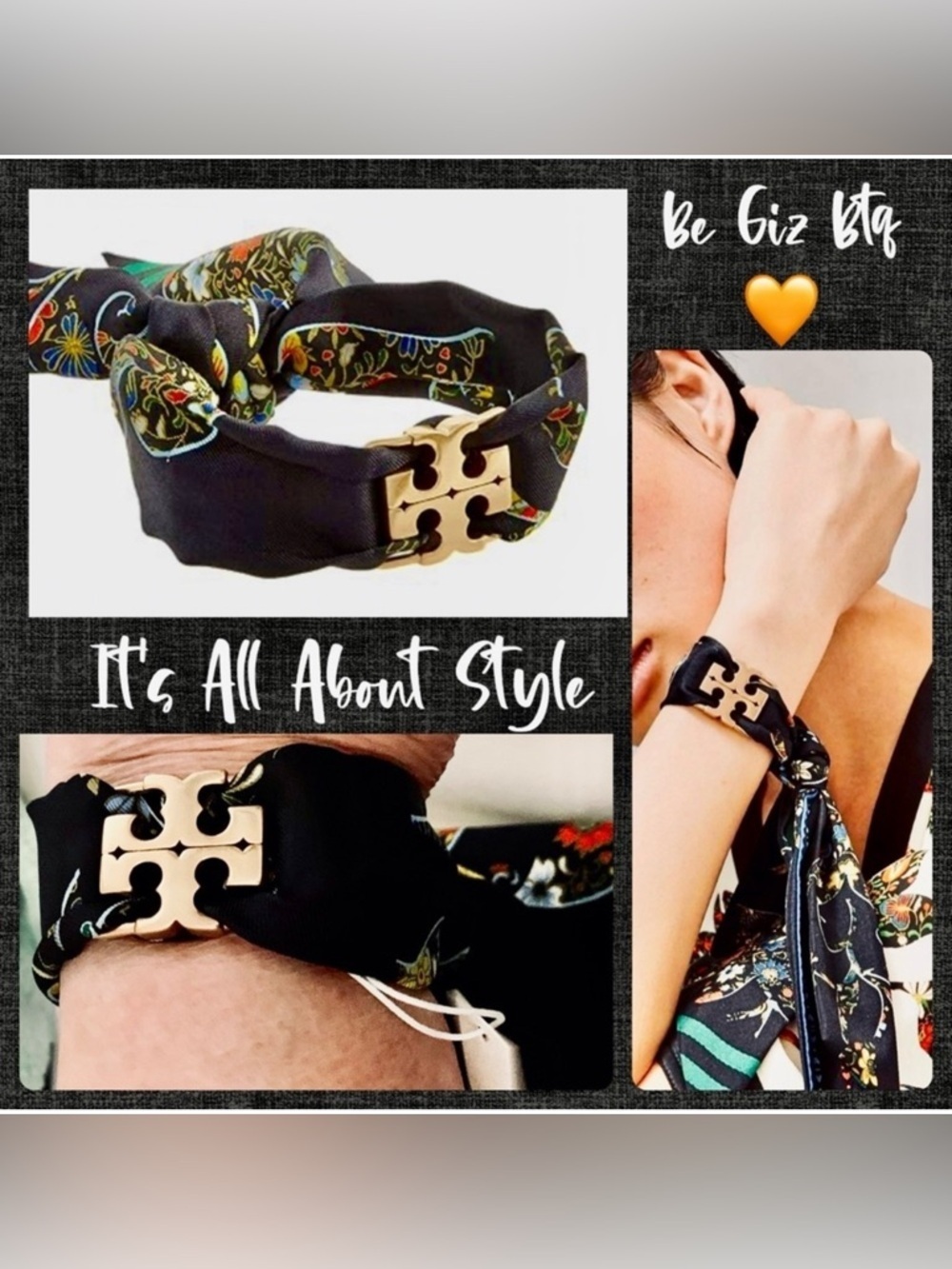 Tory Burch Authentic Kira Scarf Wrap Bracelet Color Brass / Sacred Floral